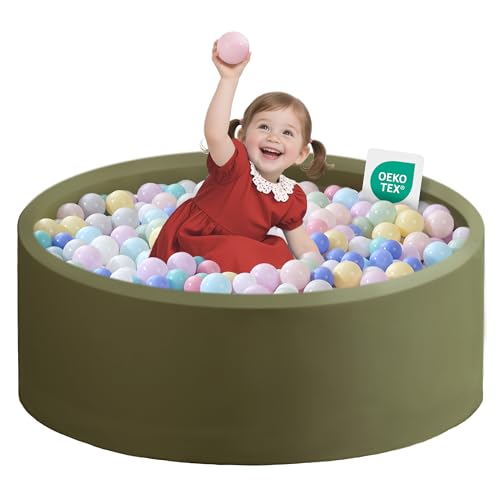 Zedachica Ball Pit for Toddlers 3543x1181 Baby Ball Pits Soft Memory Foam Ball Pit Round Kids Ball Pit Indoor Game Kids Play Ball Pool Ideal Gift for Girls and Boys Sage Green NO Balls - Image 1