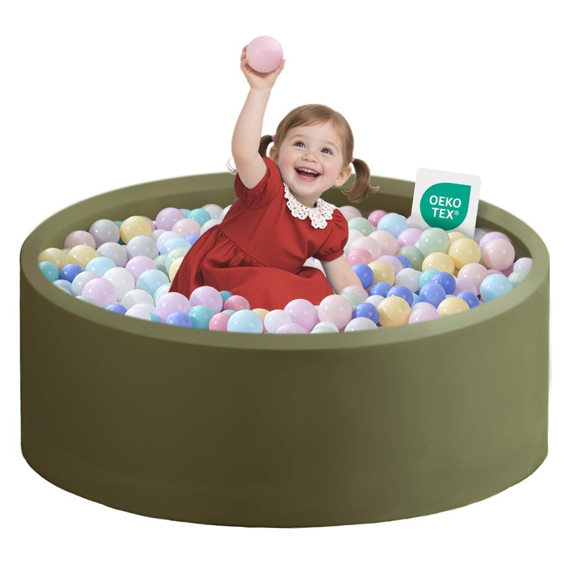 Zedachica Ball Pit for Toddlers 3543x1181 Baby Ball Pits Soft Memory Foam Ball Pit Round Kids Ball Pit Indoor Game Kids Play Ball Pool Ideal Gift for Girls and Boys Sage Green NO Balls - Image 2
