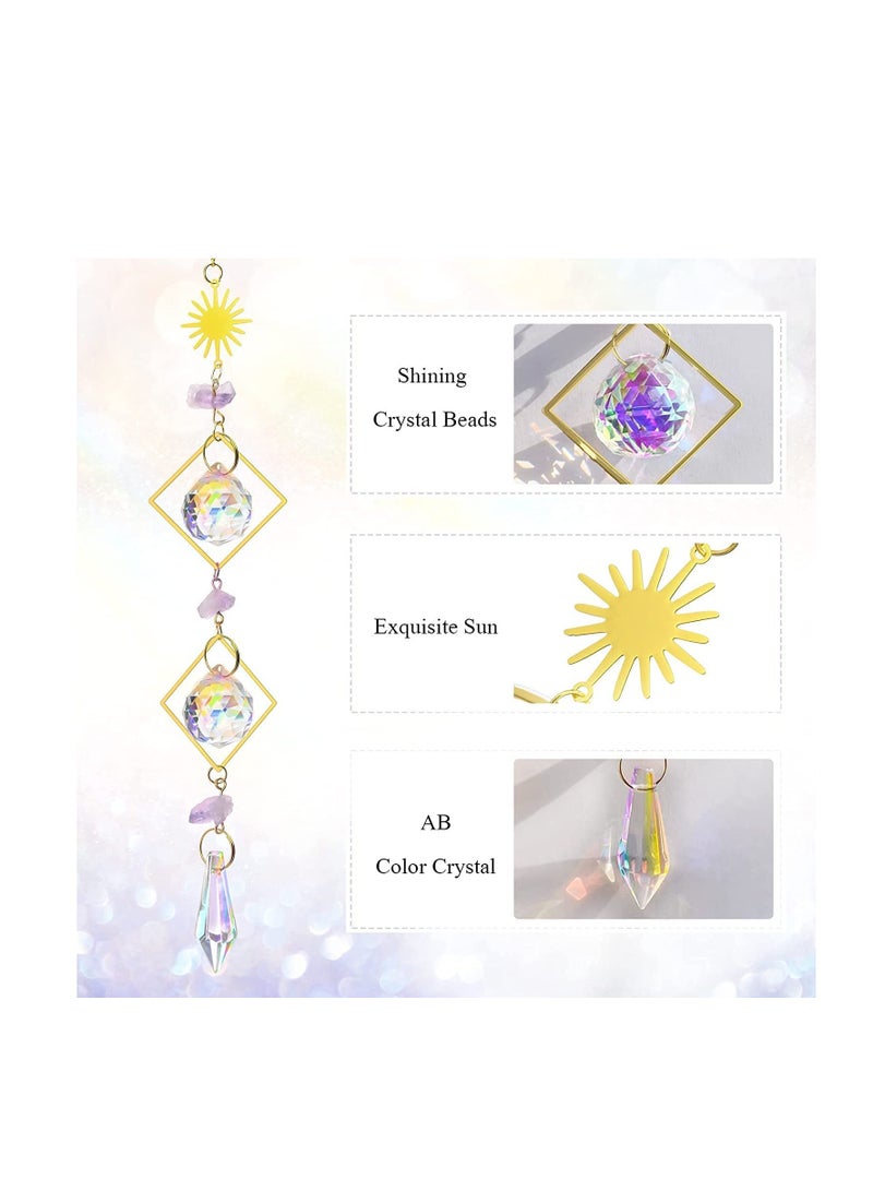 Loquat Crystal  Rainbow Hanging Prism Ornament Pendant Home Garden Car Decoration 4 Pack Gift Kit Sun Catchers Indoor Window, 13.8 Inc - Image 4