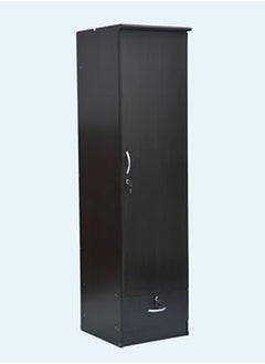 Generic Rustic Solid Wood 1 Door Wardrobe Cabinet with Drawer, Lock, Keys, and Shelves, Suitable for small rooms -  Black Finish  - Image 3