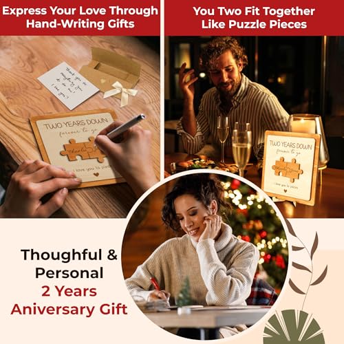 Stofinity 2 Year Anniversary Wood Gifts for Him - 2nd Anniversary Wooden Gifts for Her, Cotton 2nd Wedding Gift for Husband Wife, Two Years Marriage Dating Gift for Boyfriend - Image 3