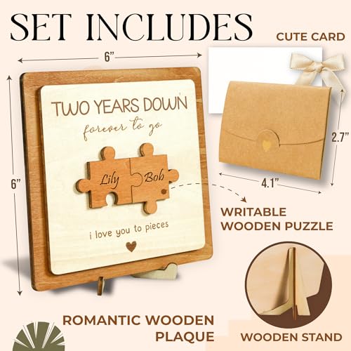 Stofinity 2 Year Anniversary Wood Gifts for Him - 2nd Anniversary Wooden Gifts for Her, Cotton 2nd Wedding Gift for Husband Wife, Two Years Marriage Dating Gift for Boyfriend - Image 2