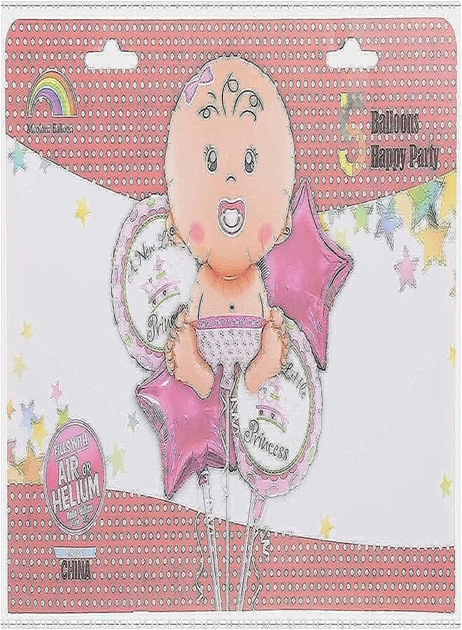 Mcolour Balloon a New Little Princess Foil Balloons, Set of 5 - Multi Color