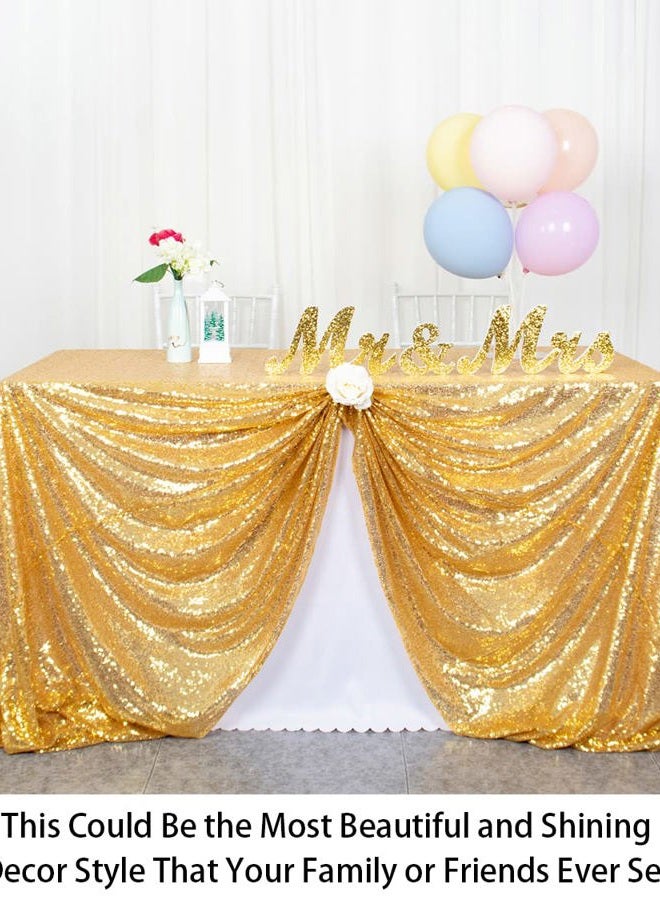 ShiDianYi (130cm x 180cm , Gold) - Gold-50inx72in Rectangular Sequin Tablecloth Popular Bridal Dress Table Cloth,Fashion Tablecloth Overlay - Image 5