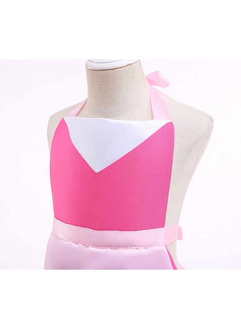 Loquat فستان أطفال بأسلوب الأميرة مئزر مع رقبة معلقة وردي - Image 2