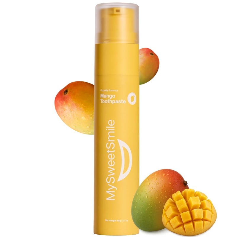 MySweetSmile Mango Toothpaste â€“ Advanced Fluoride Formula â€“ Strengthens Enamel & Prevents Cavities â€“ Dentist-Approved & Enamel-Safe â€“ IndyBest Award-Winning Brand - Makes Brushing Fun Again - 60g - Image 1