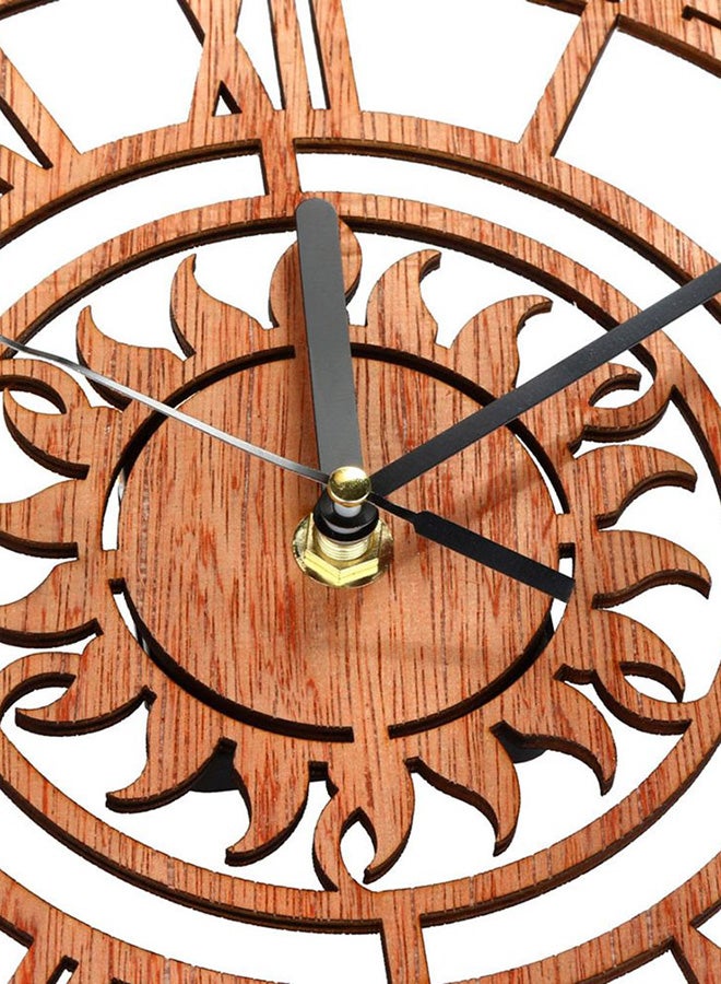 Creative Retro Wooden Wall Clock in Brown and Black Dimensions 27 by 25.5 by 4.5 Centimeters - Image 2