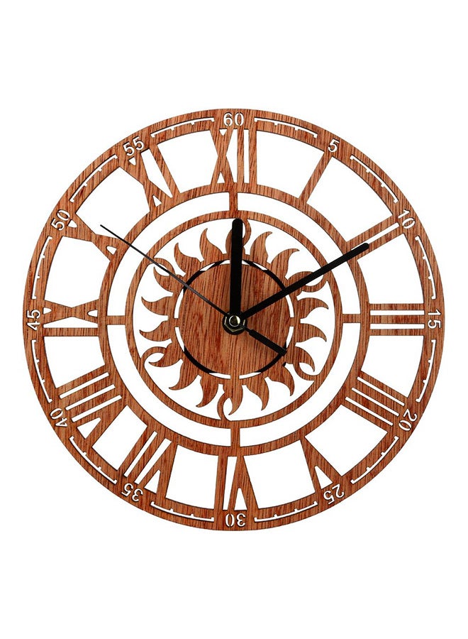 Creative Retro Wooden Wall Clock in Brown and Black Dimensions 27 by 25.5 by 4.5 Centimeters - Image 1