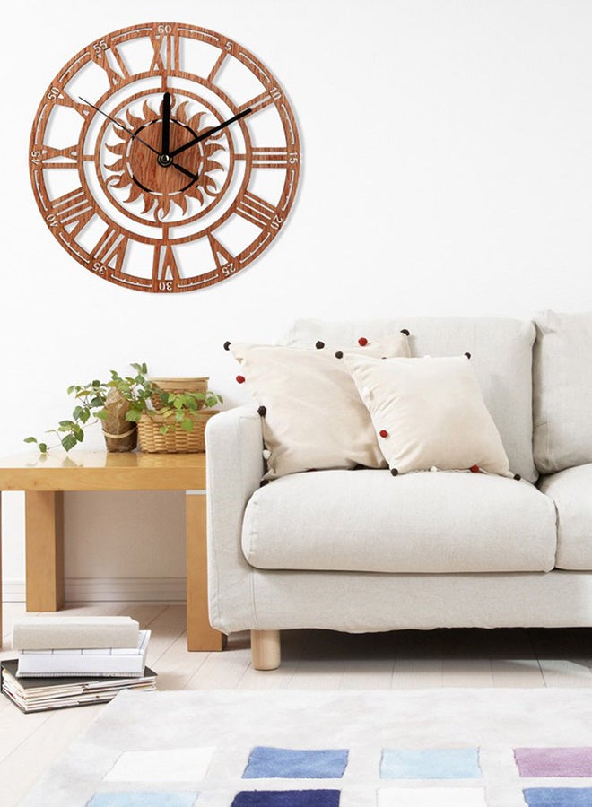 Creative Retro Wooden Wall Clock in Brown and Black Dimensions 27 by 25.5 by 4.5 Centimeters - Image 4
