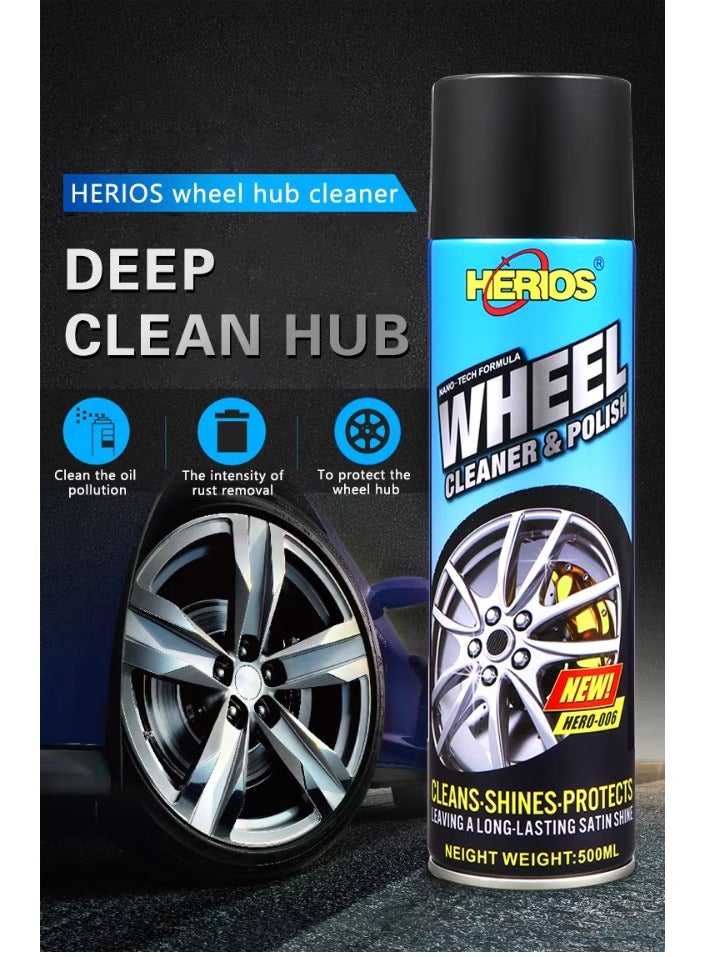 Herios Car Care Kit, Tire Foam Cleaner, Tire Shine Coating and Wheel Cleaner, 500ml, 3-Piece Set - Image 2