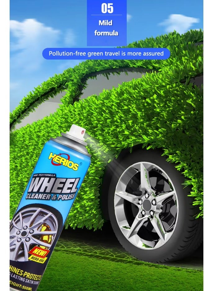 Herios Car Care Kit, Tire Foam Cleaner, Tire Shine Coating and Wheel Cleaner, 500ml, 3-Piece Set - Image 5