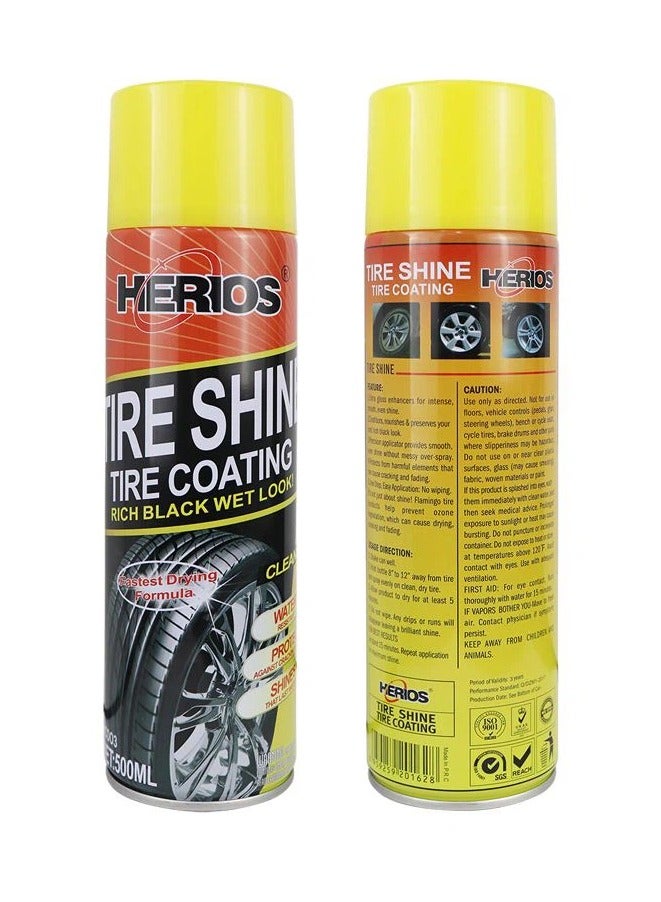 Herios Car Care Kit, Tire Foam Cleaner, Tire Shine Coating and Wheel Cleaner, 500ml, 3-Piece Set - Image 4