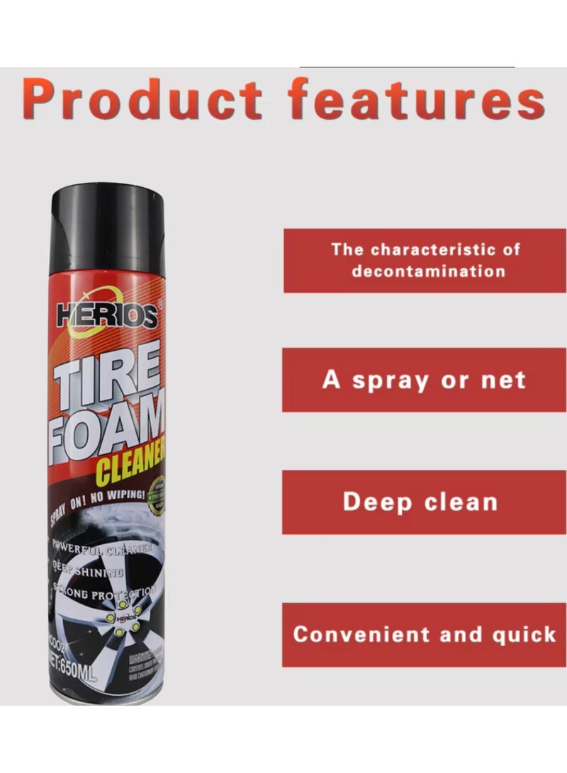 Herios Car Care Kit, Tire Foam Cleaner, Tire Shine Coating and Wheel Cleaner, 500ml, 3-Piece Set - Image 3