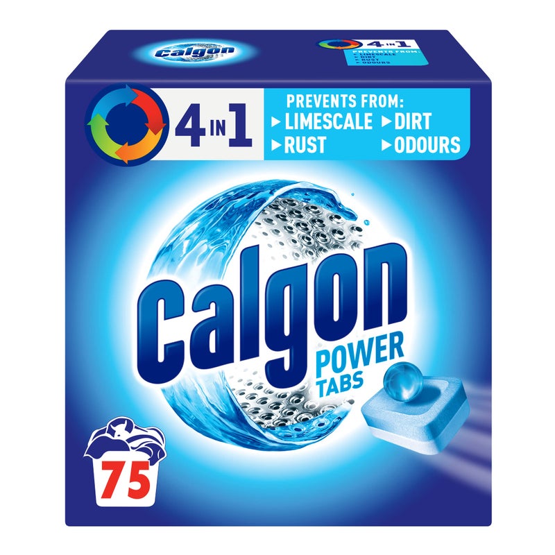 Calgon 4-in-1 Washing Machine Cleaner and Water Softener Tablets, 75 Count, Removes Limescale, Residue, Dirt, Rust & Malodours, Deep Clean, XL Pack Size - Image 1