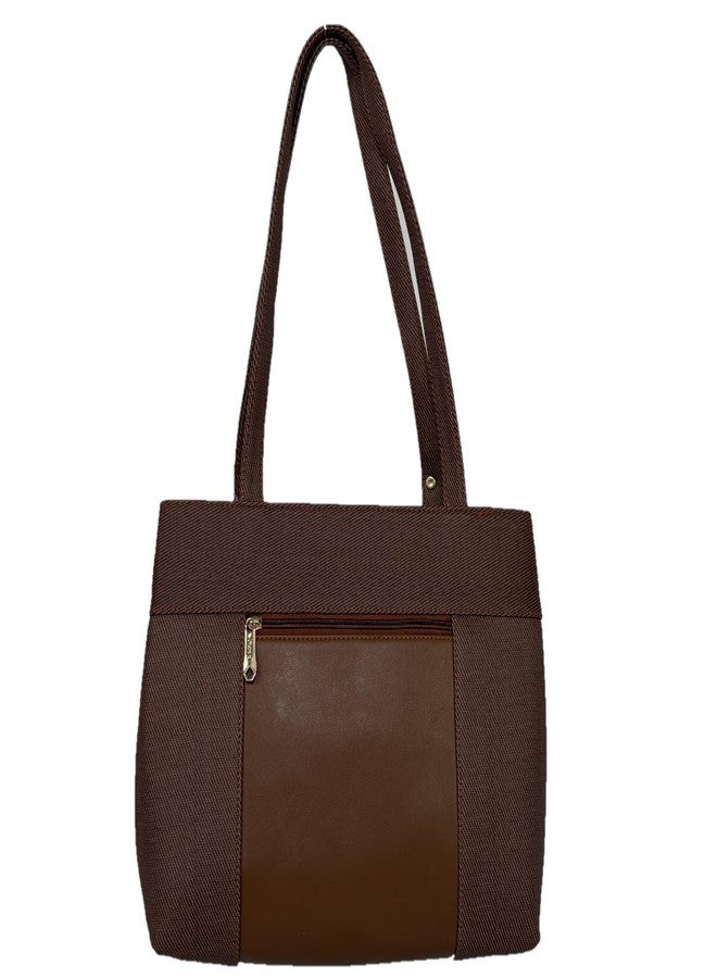 Amanda Stylish Vegan Leather Hand Bag for Women | Featuring Two Zip Compartments Front Zipper Pocket | Purse for Office Work and Travel | Style Bag for Girls | Purse for Everyday Use - Brown - Image 2