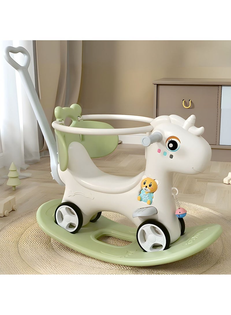 DubaiGallery Interactive Plastic Rocking Horse for Gender Neutral 3-4 Year Olds - Battery Included - 68cm Length - Green Rocking Horses - Image 1