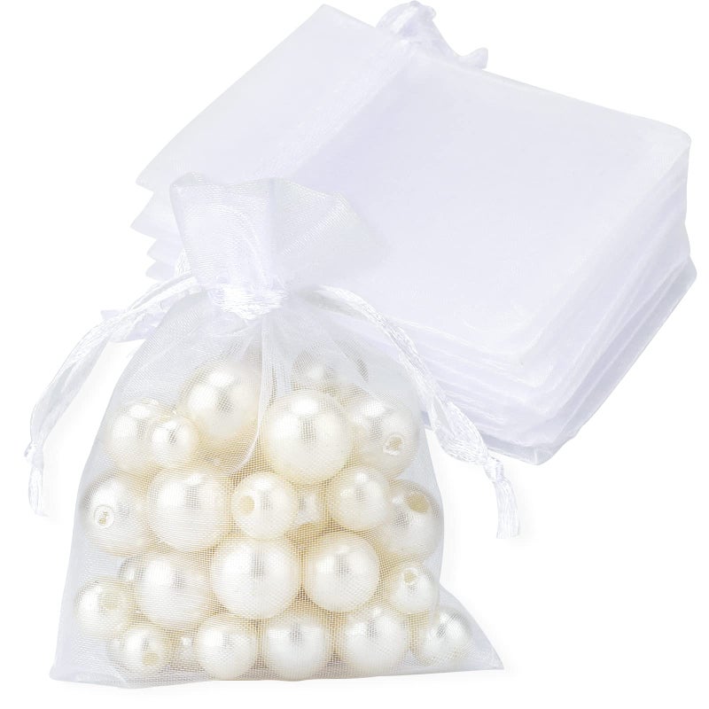 joycraft 50Pcs Organza Bags 2x3 inch Gift Favor Bags White Wedding Favor Bags Jewelry Pouches with Drawstring Mesh Bags Drawstring for Jewelry Festival Makeup Candy Desserts