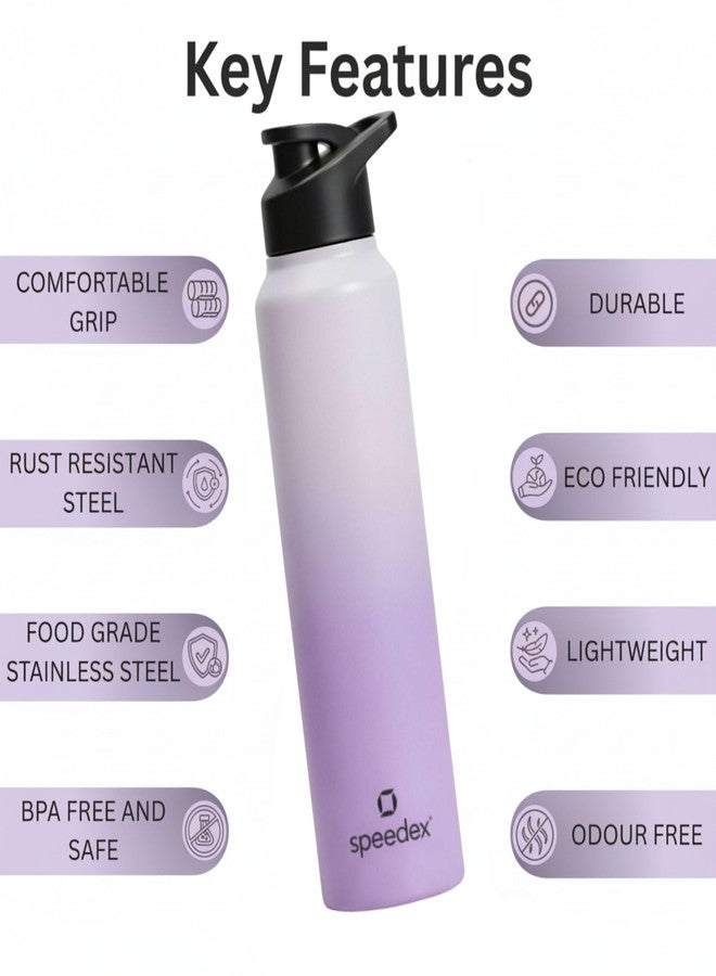 Speedex Stainless Steel Water Bottle 1 Ltr, Leak Proof Sipper Cap, BIS Approved 1000 ml Metal Bottle For Daily, Office, School, Gym, Travel Use for Men, Women, Kids, Adults, Dual Purple, Set of 1 - Image 2