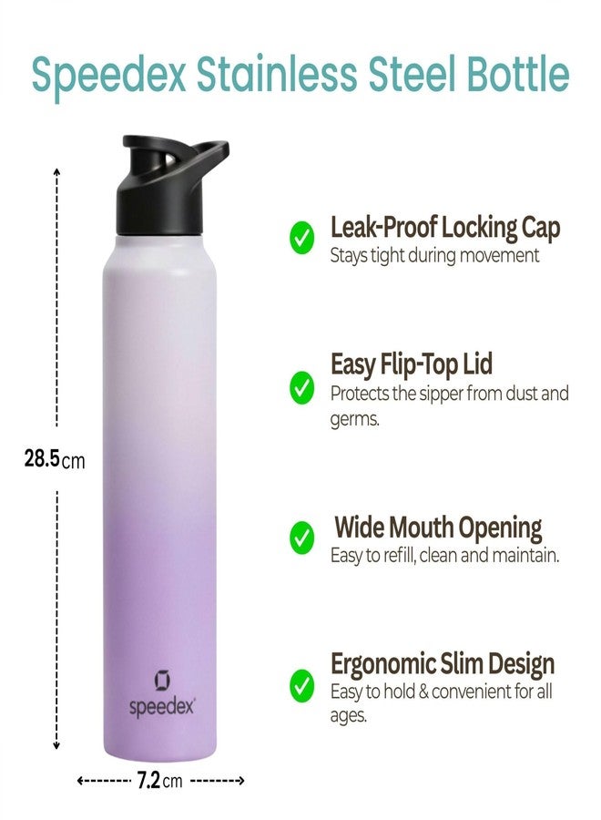 Speedex Stainless Steel Water Bottle 1 Ltr, Leak Proof Sipper Cap, BIS Approved 1000 ml Metal Bottle For Daily, Office, School, Gym, Travel Use for Men, Women, Kids, Adults, Dual Purple, Set of 1 - Image 4