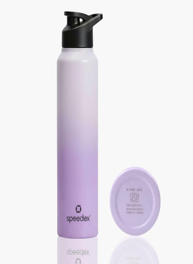 Speedex Stainless Steel Water Bottle 1 Ltr, Leak Proof Sipper Cap, BIS Approved 1000 ml Metal Bottle For Daily, Office, School, Gym, Travel Use for Men, Women, Kids, Adults, Dual Purple, Set of 1 - Image 1