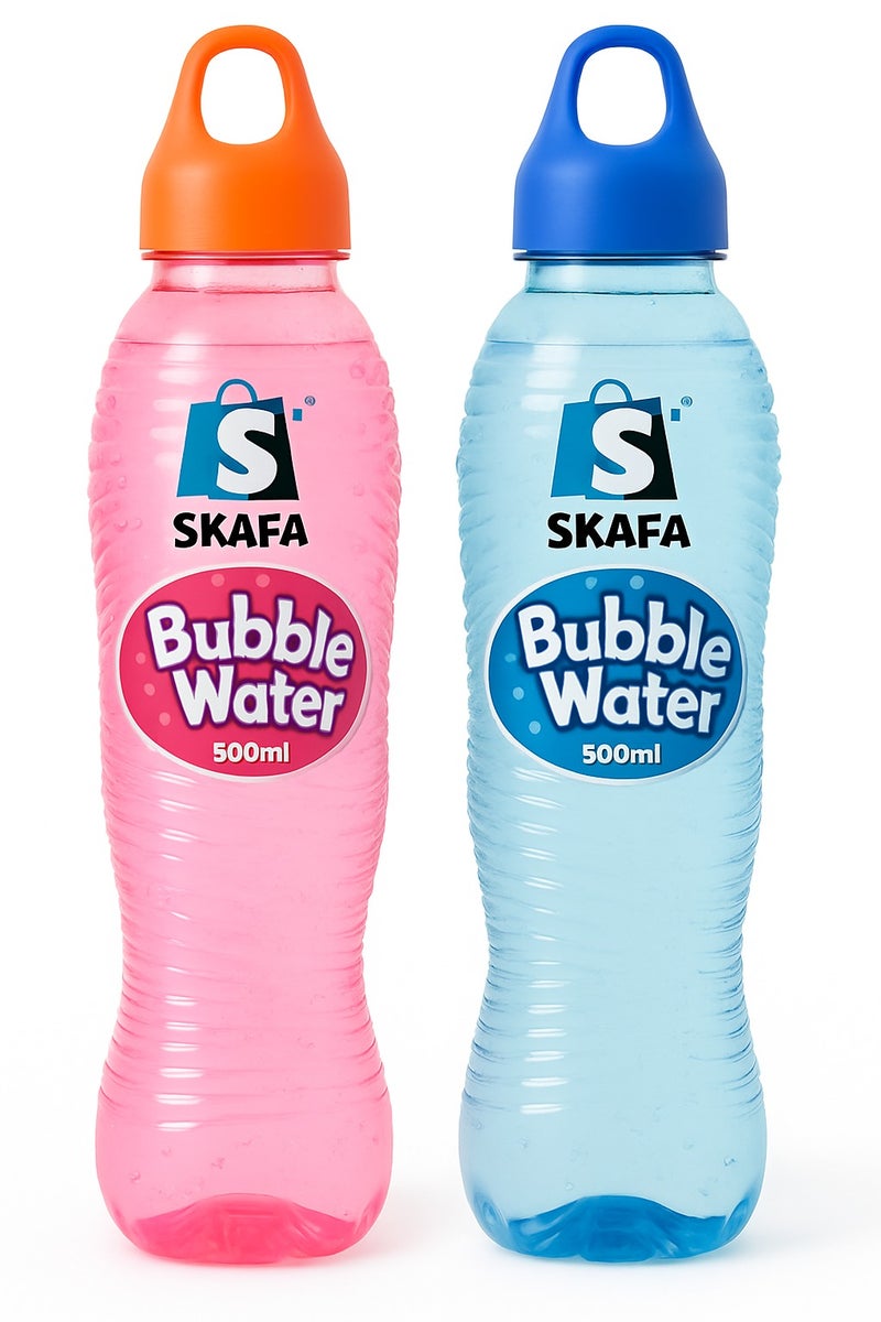 SKAFA Bubble Liquid 2 X 500 ml  | Bubble Solution Refill 1L Long Lasting | Easy Grip Box Bubble Soap Toy Safe Formula (2x500ML) - Image 1