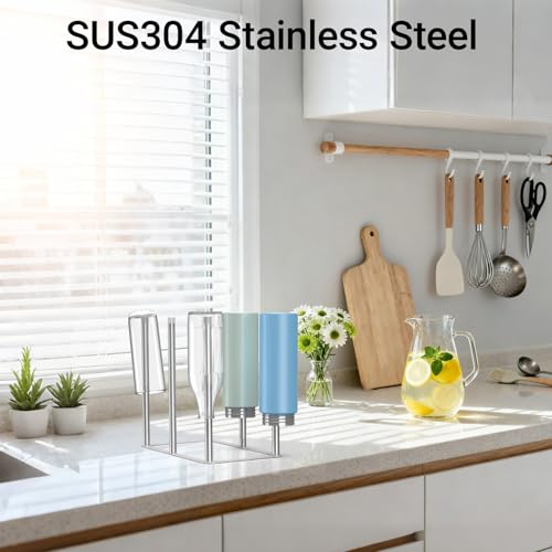 ZHMY Water Bottle Drying Rack,Stainless Steel Bottle Rack Dryer, Plastic Bag Drying Rack, Dry Rack for Bottles,Space Saving Countertop Rack for Glass,Cups, Mugs,Mason Jars and Sports Bottles - Image 2