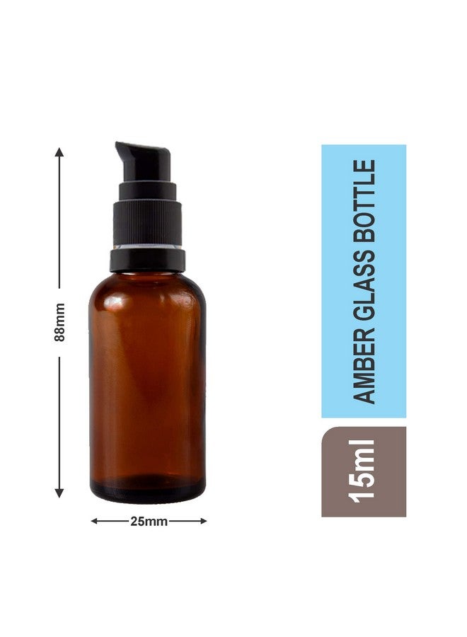 ديفينيز زجاجة دائرية زجاجية بلون العنبر من ديفينيز مع مضخة لوشن وغطاء أسود، 15 مل - مجموعة من 6 للزيوت العطرية والمزائج والعناية بالبشرة ومستحضرات التجميل وزجاجة متعددة الأغراض للاستخدام المنزلي والسفر - Image 5