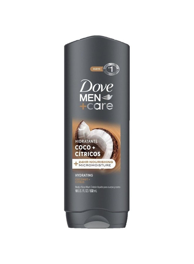 Men+care Hydrating Face & Body Wash Coconut & Citrus 532ML