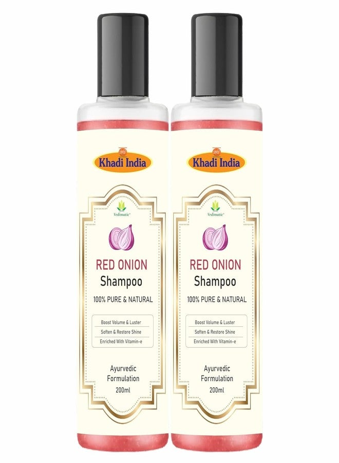 Vedimatic Khadi herbal Onion Shampoo for Hair Growth & Hair Fall Control with Black Seed Oil, Sulphate & Paraben Free Hair Cleanser for Strong & Shiny Hair, for Men & Women (400ml. Pack Of 2, red onion) - Image 1