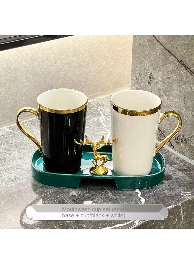 NeeMee High-end Mouthwash Cup Set for Home Use - Premium Toothbrush Holder and Wash Basin for a Sophisticated Bathroom Experience - Image 1