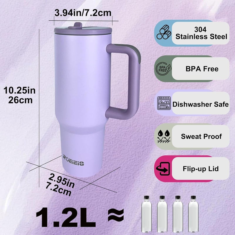 ROEIEIS 40oz Tumbler with Handle and Leak Proof Straw Lid - Image 2
