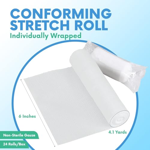 HEALQU Premium Gauze Rolls - 2' x 4.1 Yards - 24 Rolls, Individually Wrapped Conforming Stretch Gauze Bandage - Super Soft Woven Stretch Bandages for Primary Wound Dressing Support - Image 3