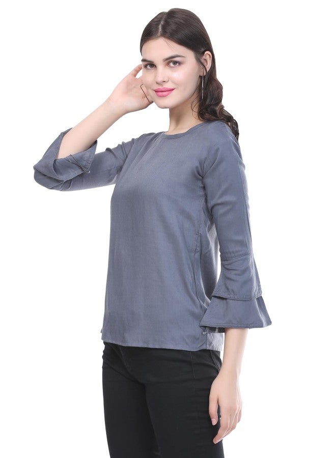 SNIFFY Regular Rayon Girls top for Summer seesion (TOP-606-GREY-10-11Y) - Image 2