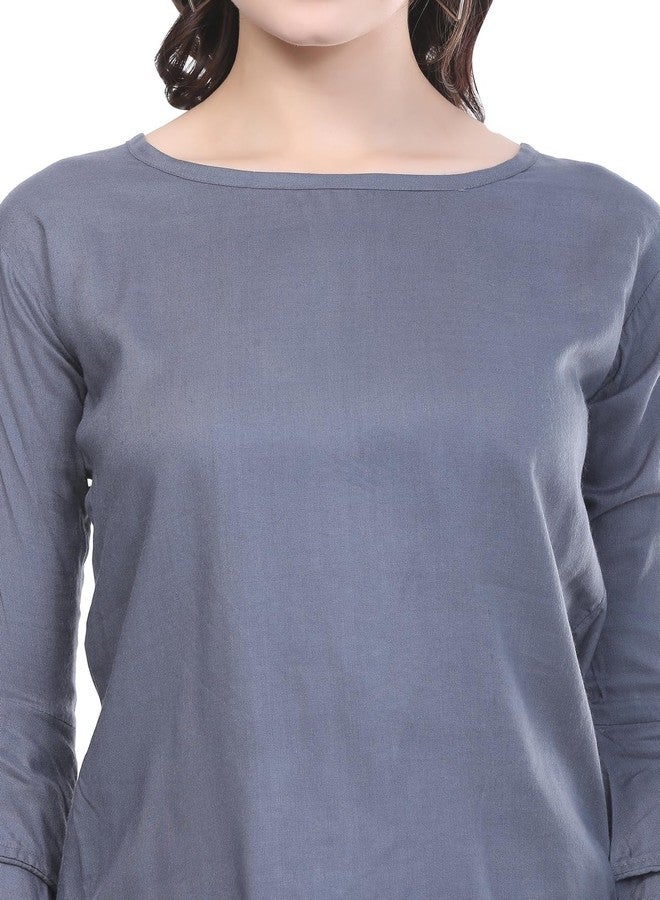 SNIFFY Regular Rayon Girls top for Summer seesion (TOP-606-GREY-10-11Y) - Image 5