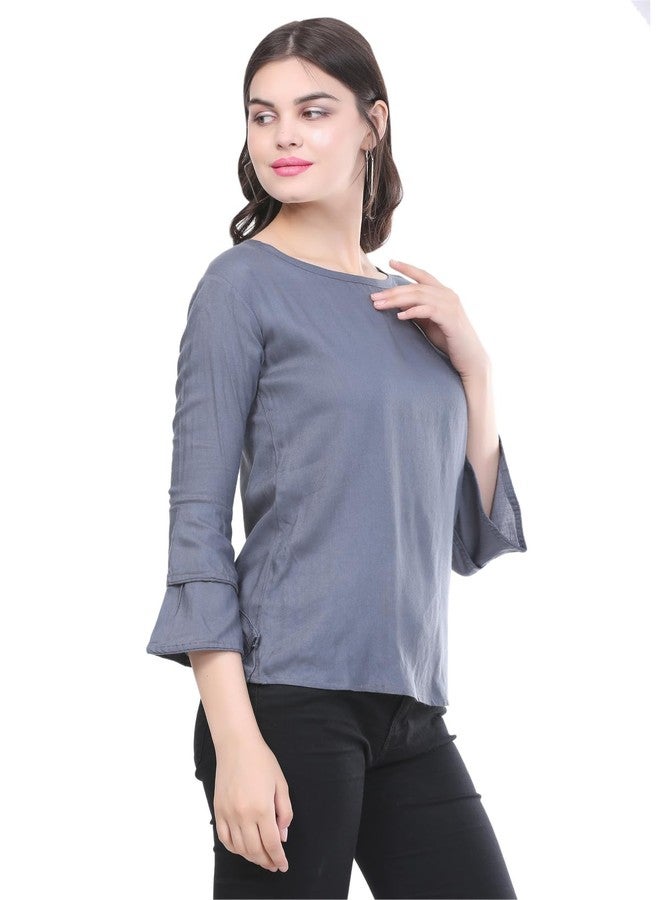 SNIFFY Regular Rayon Girls top for Summer seesion (TOP-606-GREY-10-11Y) - Image 3
