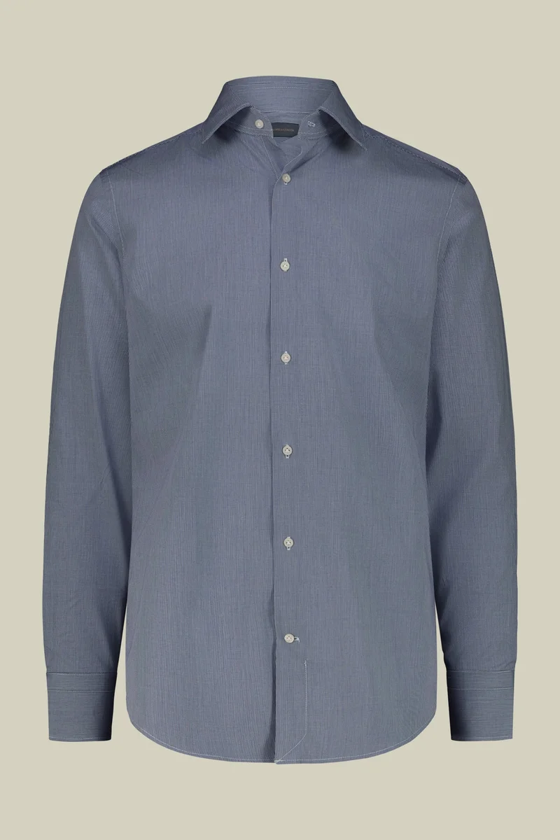 Doppelganger Blue Men's shirt with classic collar in 100% cotton woven micro houndstooth pattern - Dk Blue for Men | Best Price UAE