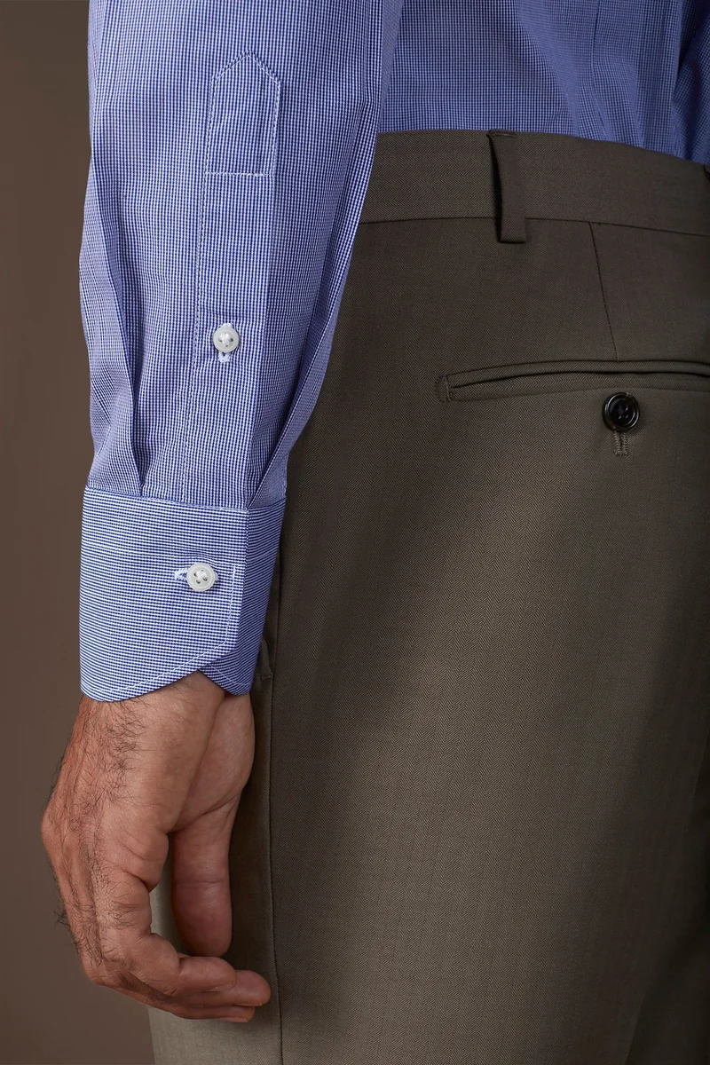 Doppelganger Blue Men's shirt with classic collar in 100% cotton woven micro houndstooth pattern - Dk Blue for Men | Best Price UAE