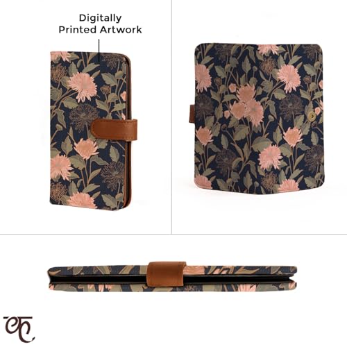 Kalankit Passport Wallet for Women | Vegan Leather Bi-Fold Long Wallet & Travel Purse | Valentine Gift for Her, Valentine Gifts for Women | Chrysanthemum Floral (Blue) - Image 5