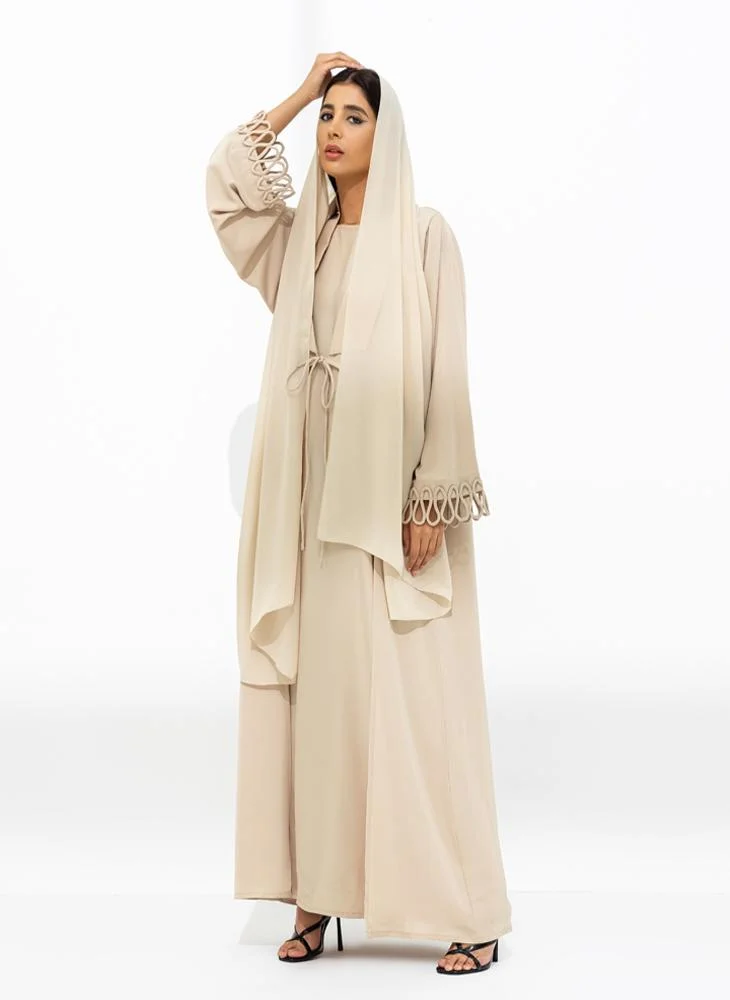 Meem by Mariyah Front open abaya with front tie.