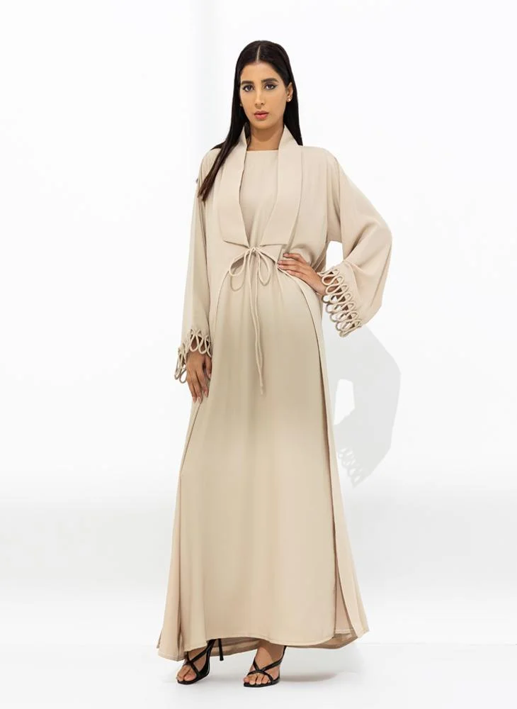 Meem by Mariyah Front open abaya with front tie.