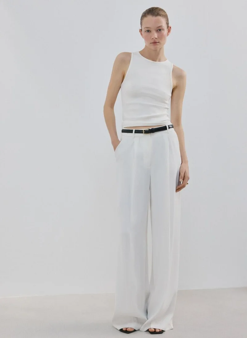 MANGO  Ribbed cotton-blend top for Women | Best Price UAE