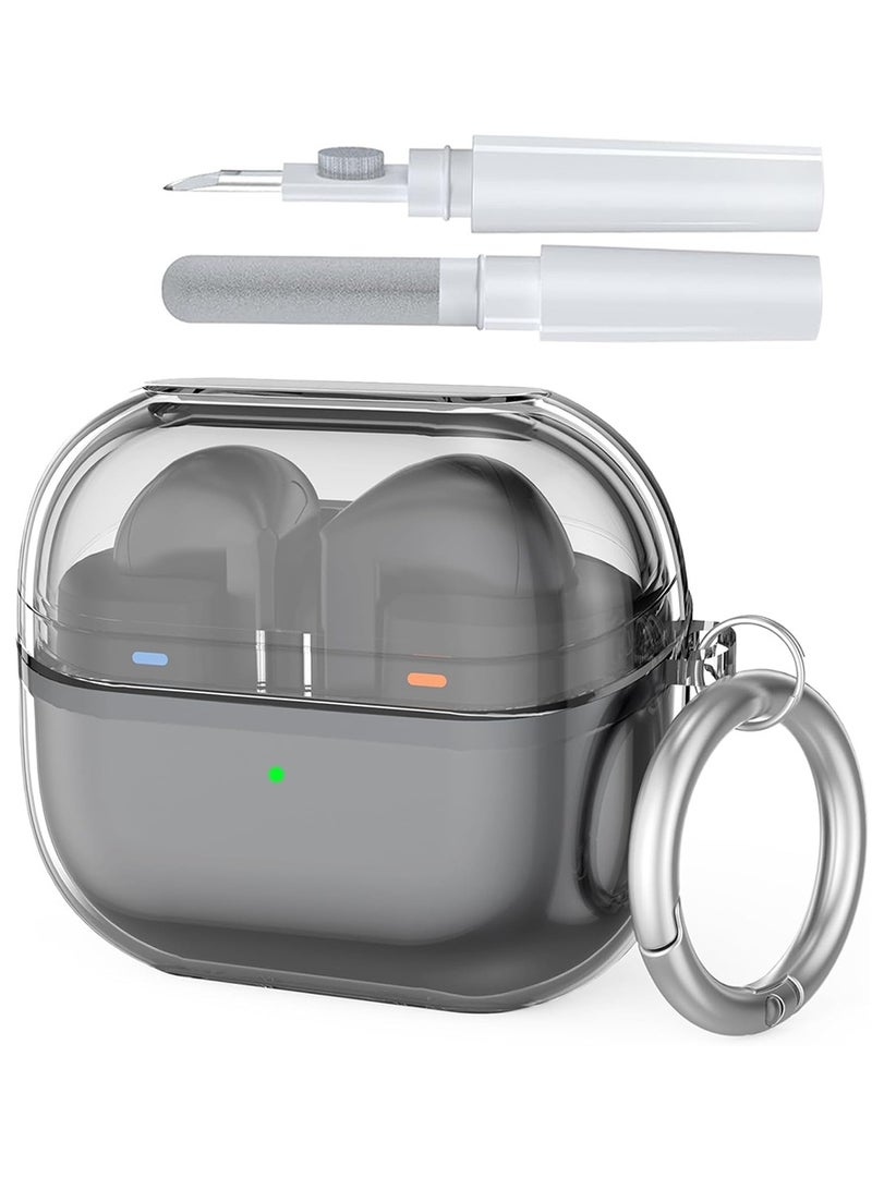 حافظة سماعات سامسونج جالاكسي بادز 3 برو / بادز 3، غطاء ناعم مع طقم تنظيف حلقة التثبيت، أسود شفاف - Image 1