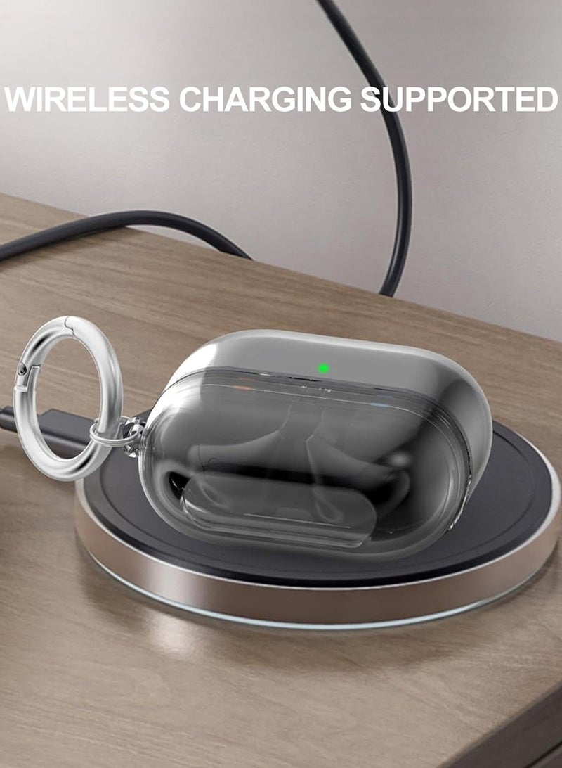 حافظة سماعات سامسونج جالاكسي بادز 3 برو / بادز 3، غطاء ناعم مع طقم تنظيف حلقة التثبيت، أسود شفاف - Image 5