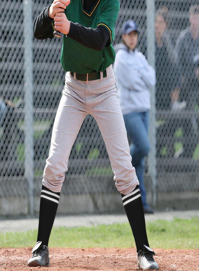 KIUEZIR Black Baseball Socks and Belt Set with White Stripe for Adult - Adjustable Elastic Belt & Knee High Athletic Socks for Competitive Play - Image 3