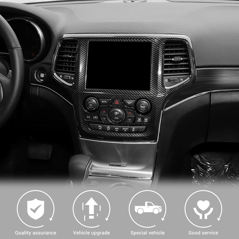 Jimen Center Console Navigation GPS Radio Panel Trim Cover for Jeep Grand Cherokee 2014-2018 (Carbon Fiber) - Image 4