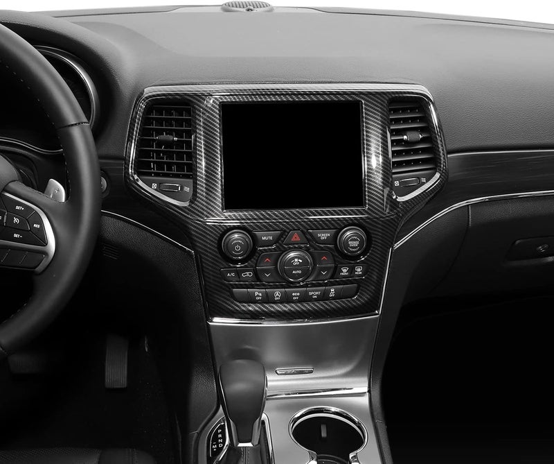 Jimen Center Console Navigation GPS Radio Panel Trim Cover for Jeep Grand Cherokee 2014-2018 (Carbon Fiber) - Image 5
