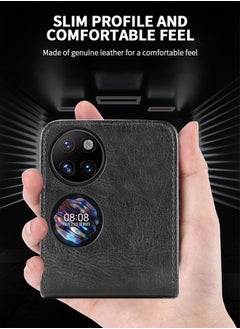 GROIC حافظات الهاتف لهاتف Huawei P50 Pocket مقاس 6.9 بوصة، حافظة هاتف محمولة قابلة للطي، حافظة محفظة P50 Pocket مع فتحات للبطاقات، غطاء حماية من الجلد الصناعي + غطاء خلفي صلب من البولي كربونات  - Image 5
