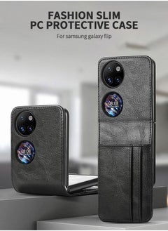 GROIC حافظات الهاتف لهاتف Huawei P50 Pocket مقاس 6.9 بوصة، حافظة هاتف محمولة قابلة للطي، حافظة محفظة P50 Pocket مع فتحات للبطاقات، غطاء حماية من الجلد الصناعي + غطاء خلفي صلب من البولي كربونات  - Image 3
