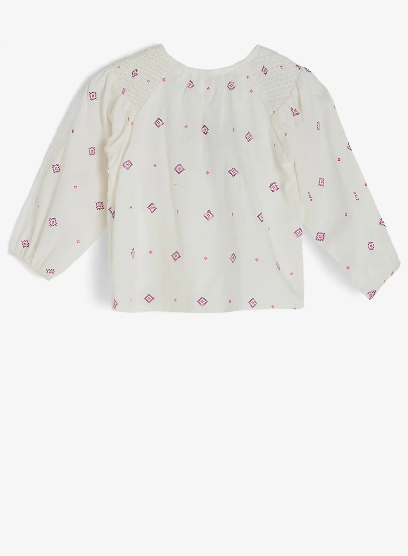 ريبلز مع نمشي Girls Smoking & All Over Print Blouse