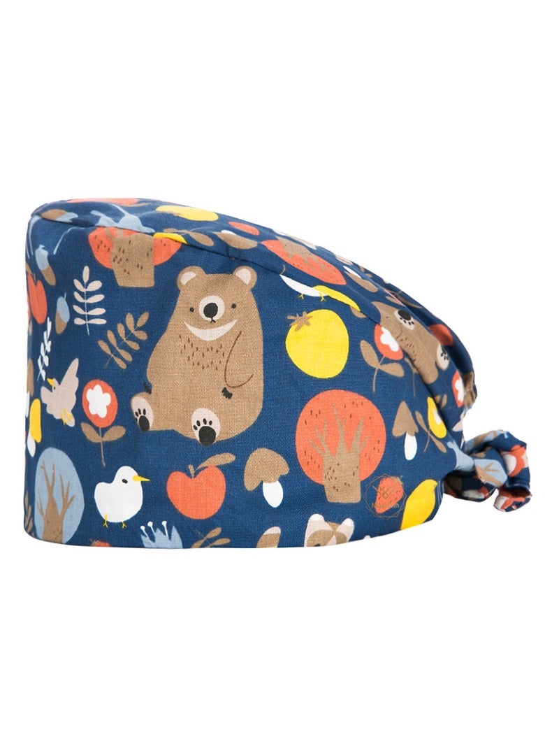 KUYING Nurse Hat With Small Fresh And Cute Pattern Medical Work Hat
